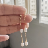 天然淡水珍珠流苏耳饰耳环原创小众925纯银2026新爆款 高级感 法式