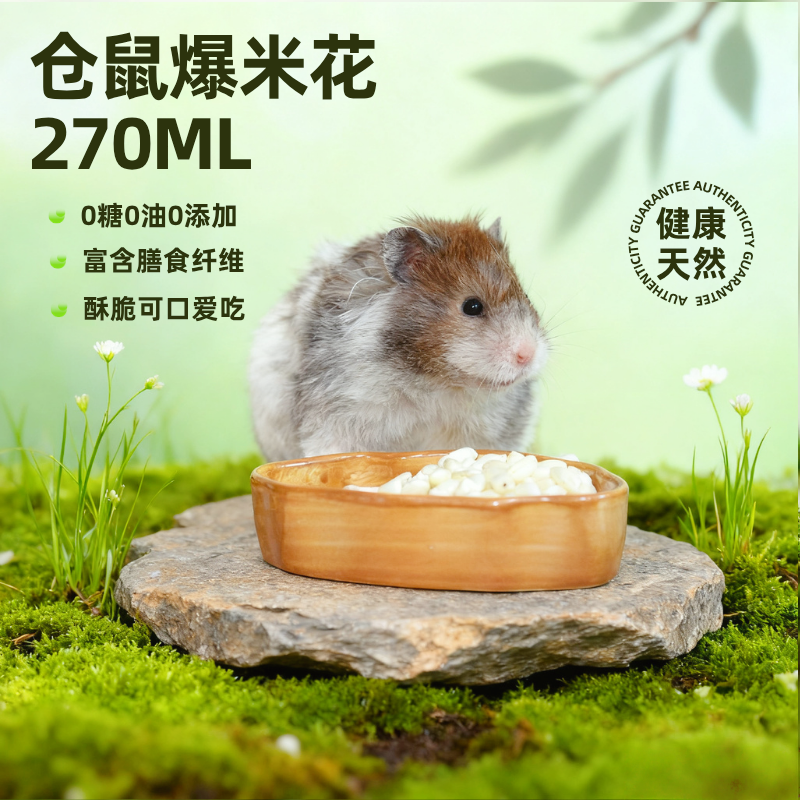 仓鼠金丝熊零食无糖大米花大罐装270ML混粮点心花枝鼠躺手神器