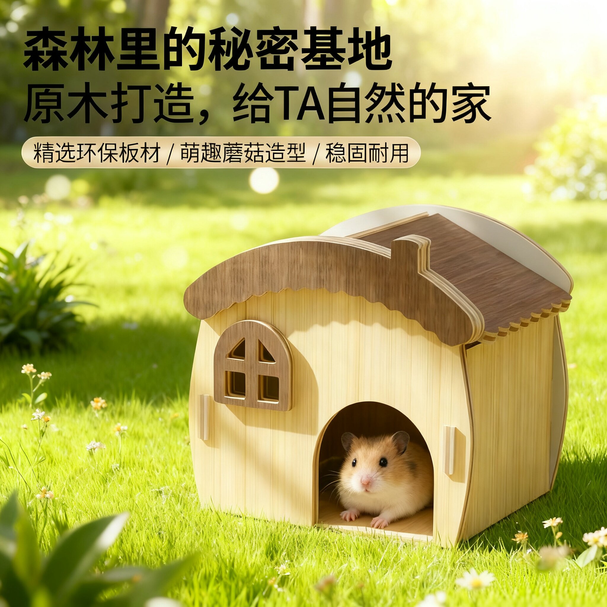 仓鼠窝木质躲避屋小房子豪华别墅笼子金丝熊睡窝造景玩具四季通用