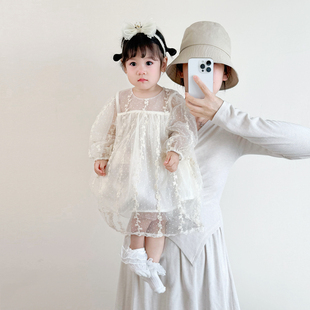 女童连衣裙秋装洋气女宝宝蕾丝公主裙小女孩生日周岁礼服春秋裙子