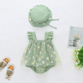 婴儿裙子夏季 套装 女宝宝衣服公主超萌满月百天吊带包屁衣连体哈衣