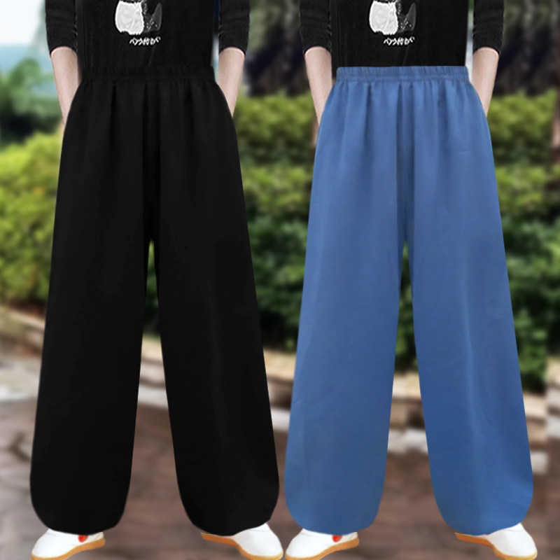 春夏太极裤男女冰麻宽松灯笼裤晨练瑜伽运动健身武术表演裤练功裤