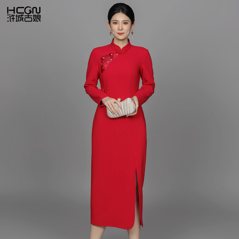 国风刺绣立领气质优雅百搭连衣裙