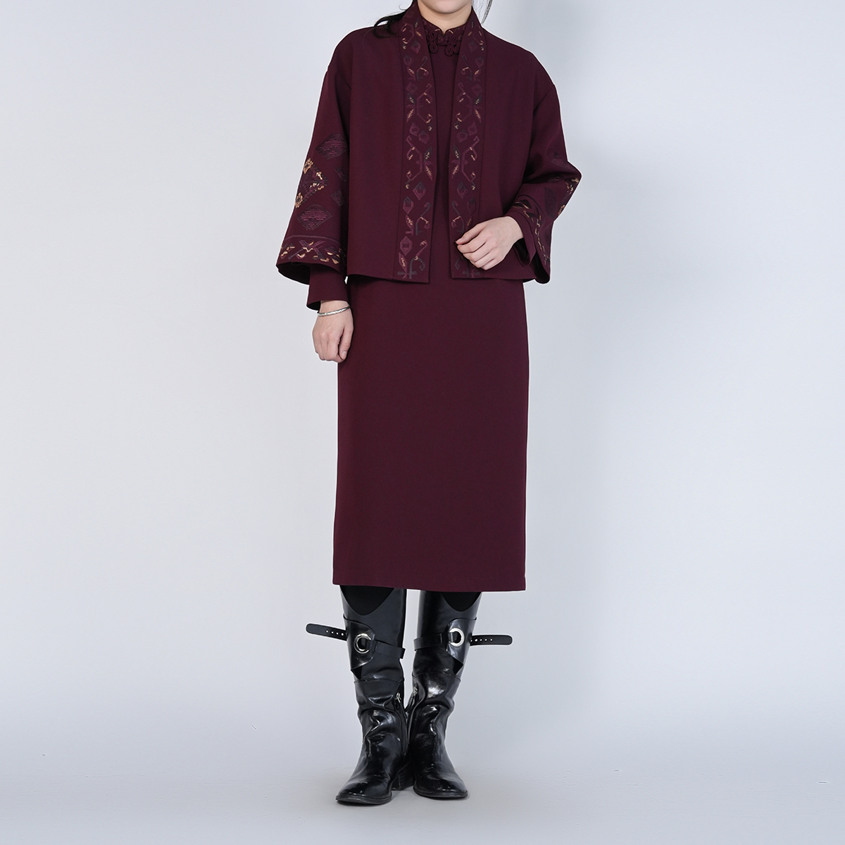 浒城古娘春季新款女装精致刺绣通勤气质长袖新中式国风套装女春秋