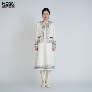 綿羊毛刺繡高級感氣質(zhì)新中式 滸城古娘春季 女裝 國風(fēng)套裝 新款 女春秋