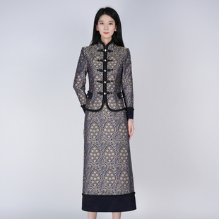 裙女款 浒城古娘新款 国风套装 通勤新中式 春秋 桑蚕丝气质高端修身