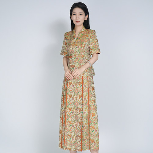 【大师系列-张和才/钱小萍非遗宋锦】桑蚕丝新中式国风套装女夏