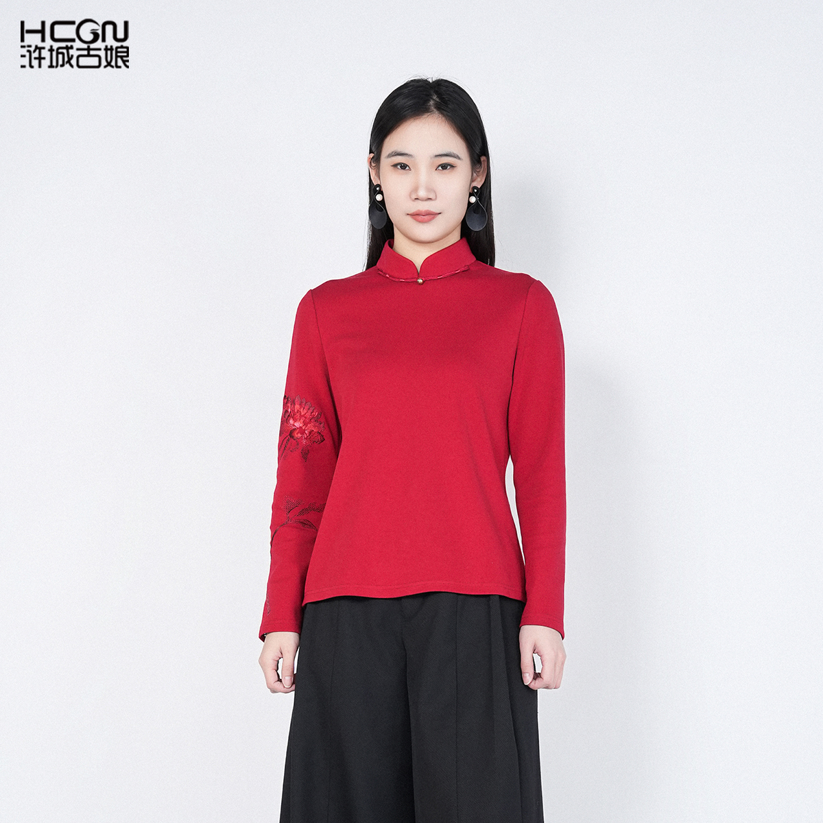 中国风棉质刺绣通勤显瘦百搭上衣