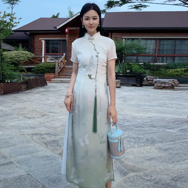 浒城古娘新款百搭时尚气质优雅新中式国风改良旗袍连衣裙女夏