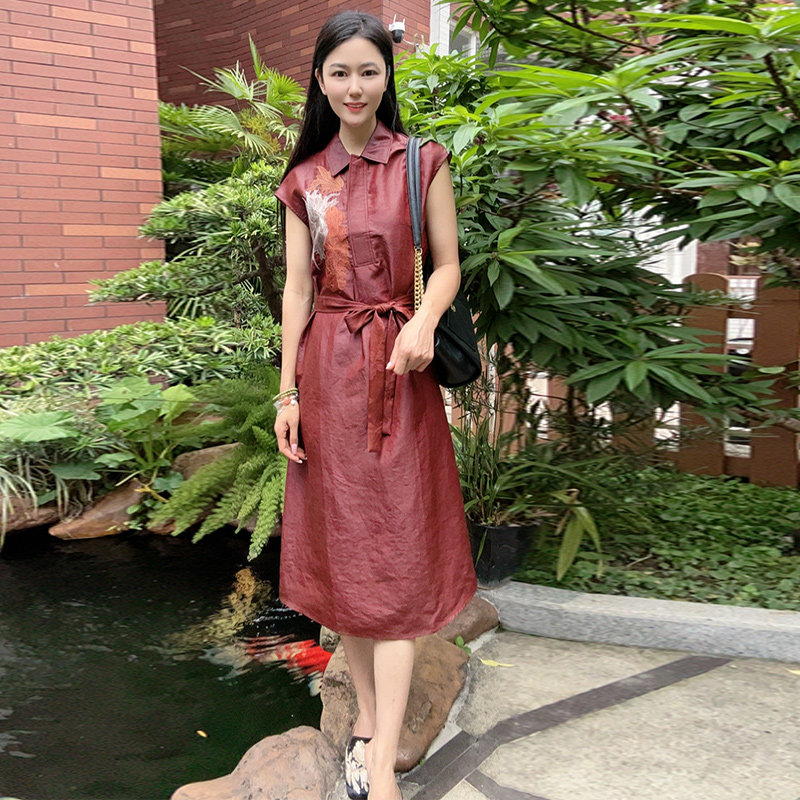 浒城古娘新款印花收腰百搭时尚气质优雅立领新中式国风连衣裙女夏,女装/女士精品,民族服装/舞台装,淘宝优惠券,粉丝福利购,淘宝优惠卷