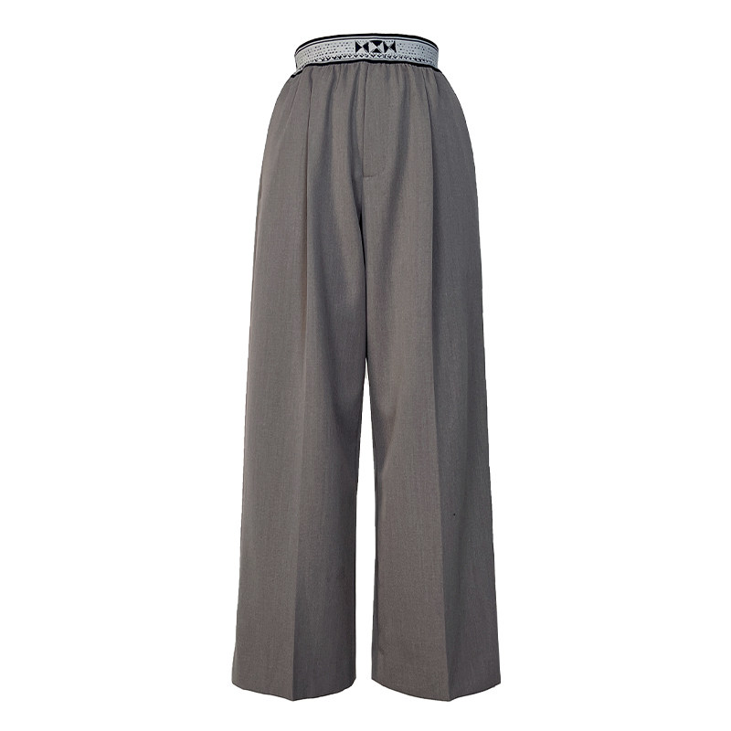 100绵羊毛秋新款直筒宽松百搭气质女显瘦舒适腰间刺绣中国风长裤,女装/女士精品,休闲裤,淘宝优惠券,粉丝福利购,淘宝优惠卷