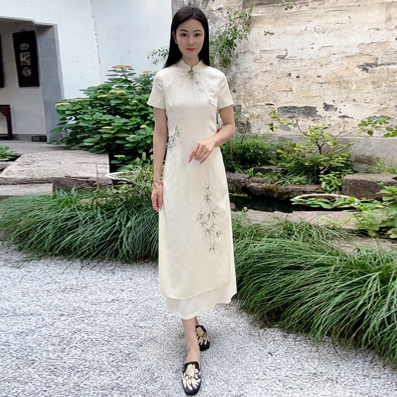浒城古娘新款气质时尚优雅修身新中式国风改良旗袍连衣裙女夏