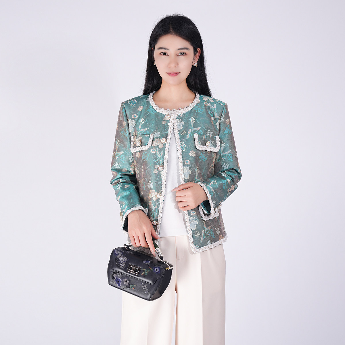 浒城古娘新款小香风通勤百搭圆领优雅新中式国风蜀锦外套女春秋,女装/女士精品,短外套,淘宝优惠券,粉丝福利购,淘宝优惠卷
