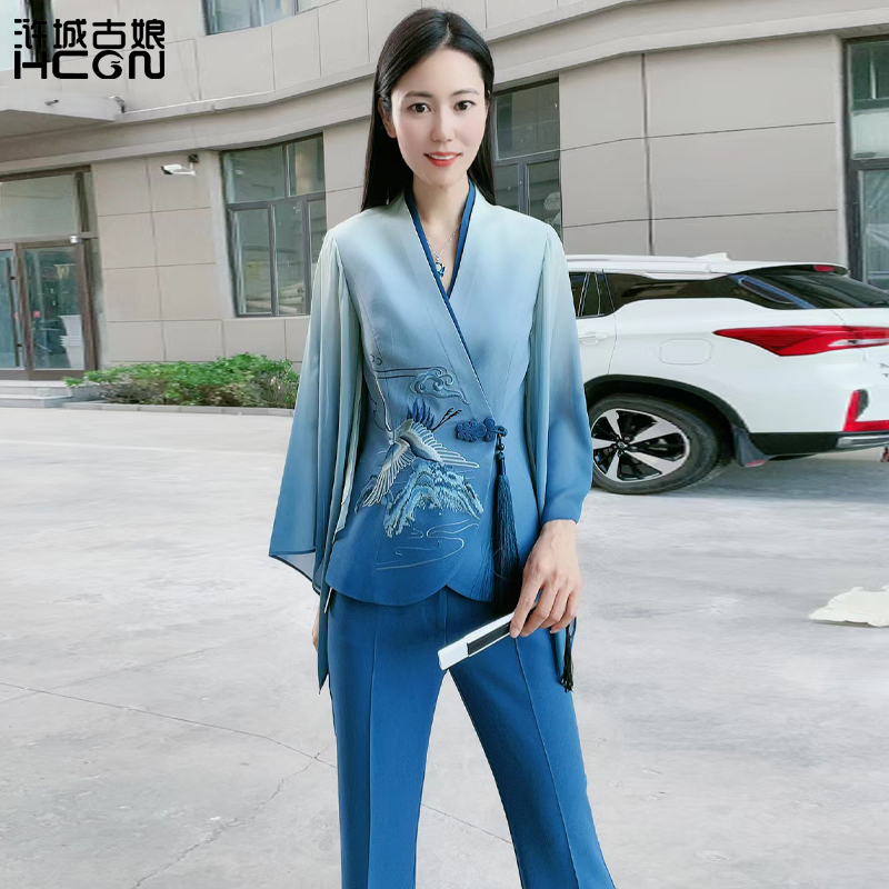 hcgn醋酸套装上衣裤子清凉