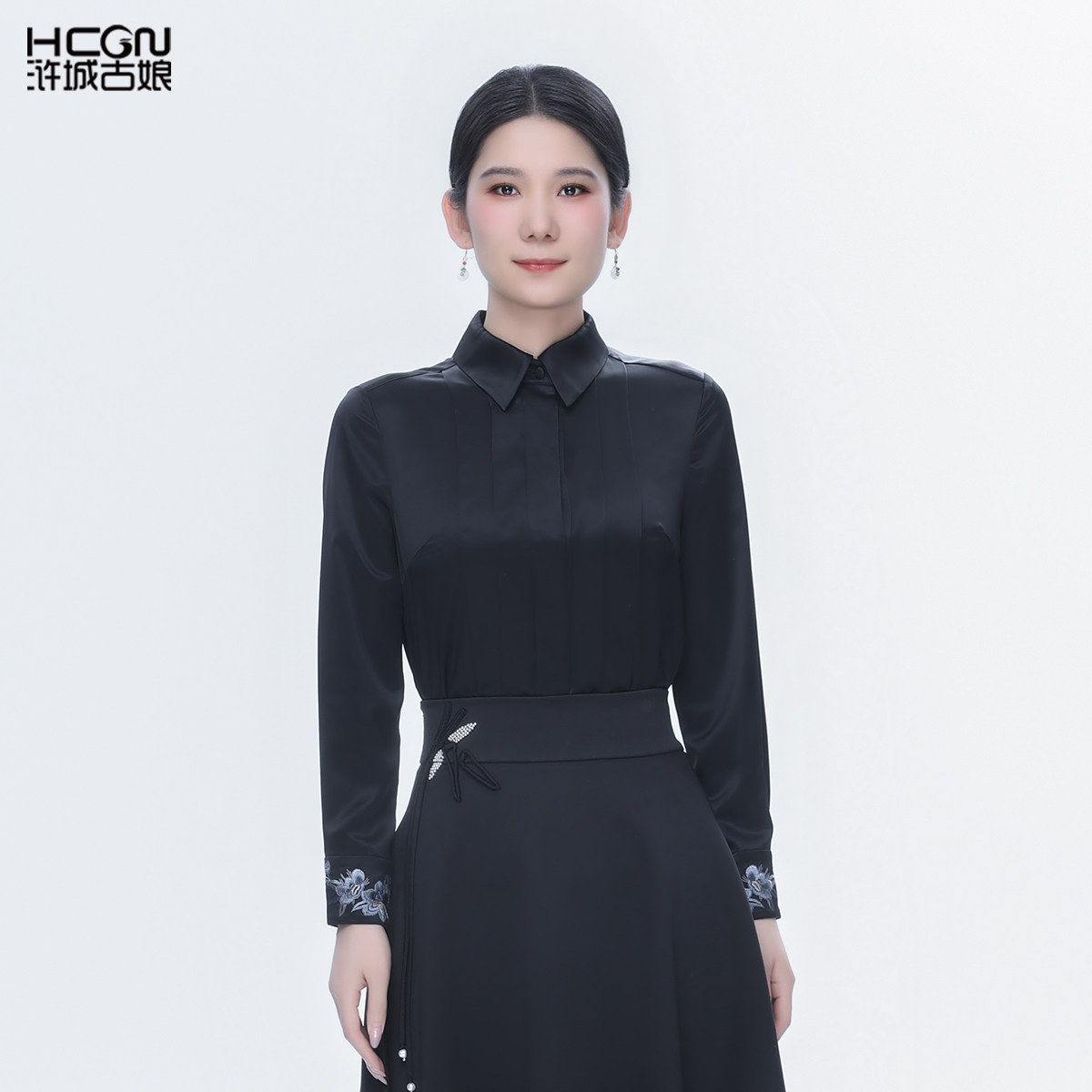 浒城古娘醋酸百搭高级感女衬衫