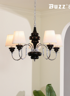 赫本风客厅吊灯法式复古黑色陶瓷餐厅卧室吊灯2025新款中古风主灯