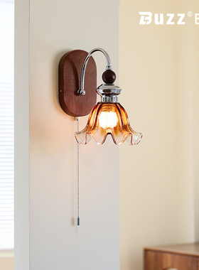 法式中古风卧室壁灯复古火焰花带开关过道玄关装饰墙灯民宿装饰灯