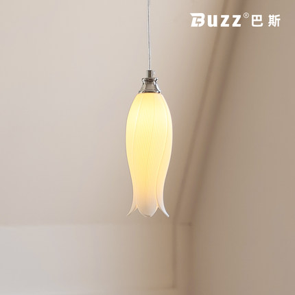 Buzz巴斯中古风陶瓷床头小吊灯高级感玄关过道花苞包豪斯吊线灯具