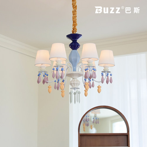 法式奶油风多巴胺客厅陶瓷吊灯