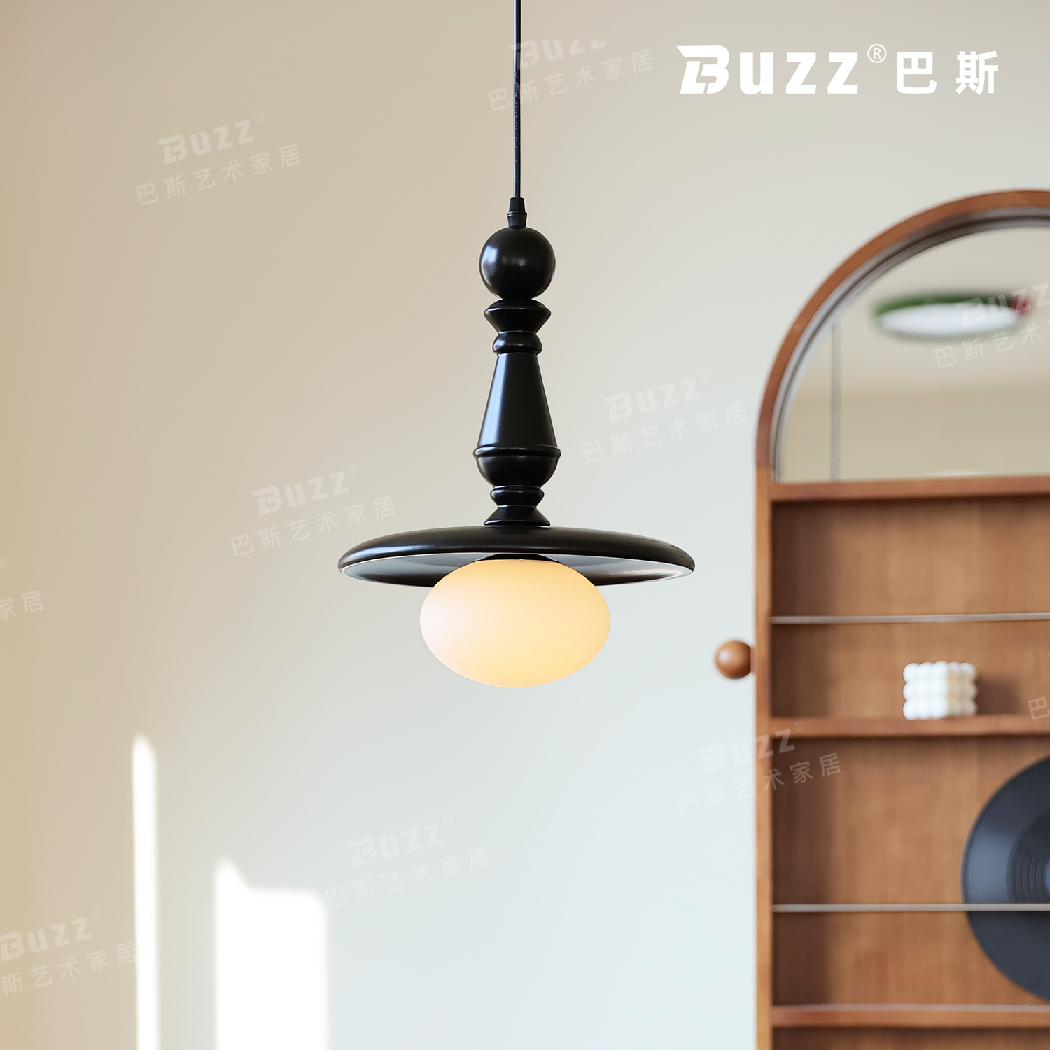 中古风实木吊线灯三头餐厅灯