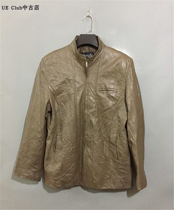 【上新价178】 vintage  韩国古着Christian Jian立领直拉羊皮衣