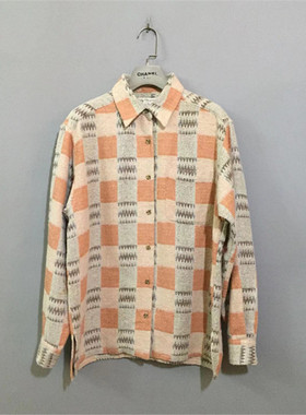 【原 价¥198】vintage  日本制古着OLDIES拼色方格厚款编织衬衫