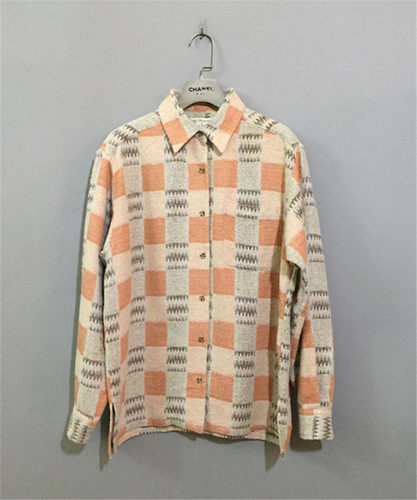 【原 价¥198】vintage  日本制古着OLDIES拼色方格厚款编织衬衫