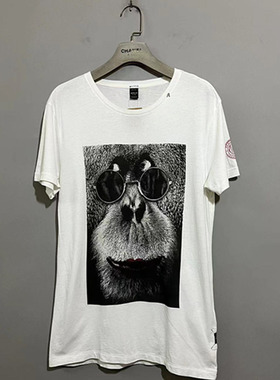 【上新价168】vintage  意大利古着REPL@Y动物影像绣标薄棉体恤