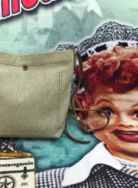 【原 价¥568】vintage  美国时装古着DOUBLE RL胡椒盐帆布斜挎包