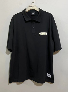 【上新价78】vintage  香港潮牌UNDERGARDEN黑色落肩宽版Polo衫