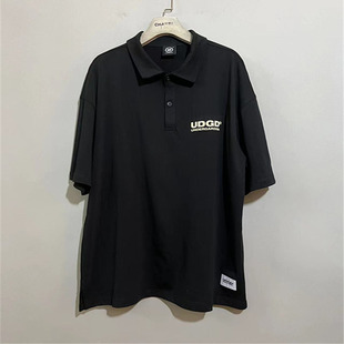 【上新价78】vintage  香港潮牌UNDERGARDEN黑色落肩宽版Polo衫