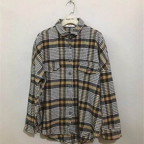 【上新价¥168】vintage  韩国制古着DH0LIC超厚款双袋格纹衬衫