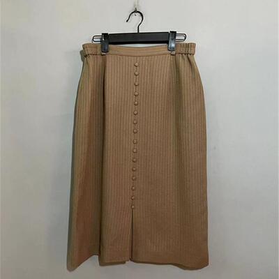 【上新价138】vintage  日本制古着DONEK装饰扣驼色羊毛半身裙