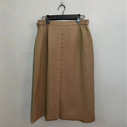 【上新价138】vintage  日本制古着DONEK装饰扣驼色羊毛半身裙