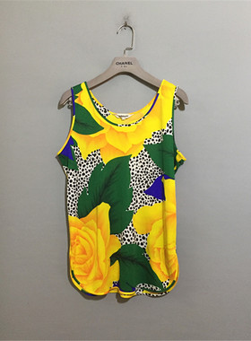 【原 价¥138】vintage  日本制  德国古着ambiente花朵印染背心