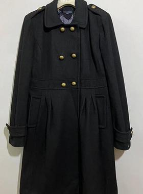 【上新价268】vintage  美国古着T0MMY H1lFIGER黑色长款毛呢外套