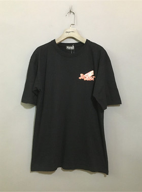 【上新价¥58】vintage  日本古着Robinson黑色薄棉无缝桶织体恤