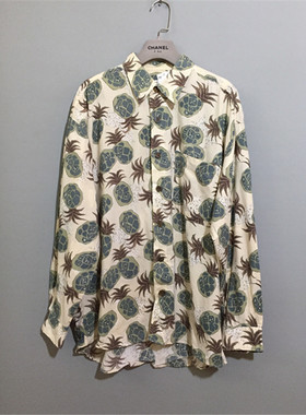 【原 价¥178】vintage  韩国制古着BAFFY菠萝印花夏威夷薄棉衬衫