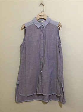 【原 价¥78】vintage  日本古着Luelle dance中长款无袖棉麻衬衫