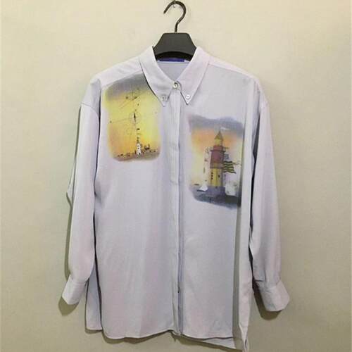 【上新价¥168】vintage  法国古着CHRISTIAN AUJARD紫灰色衬衫