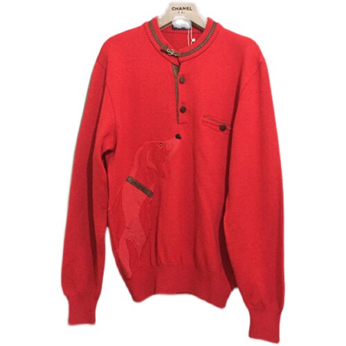 【原 价¥168】vintage  日本制古着PIA SPORTS皮质扣半开领毛衣