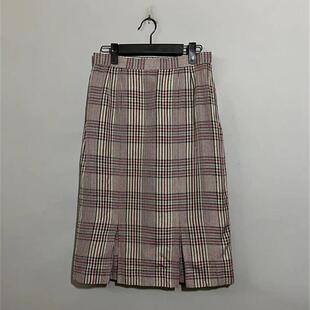 【上新价138】vintage  日本古着Addenda编织格纹羊毛混纺半身裙