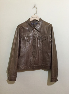 【原 价¥668】vintage  美国制古着Earl Jean早期90'S翻领牛皮衣