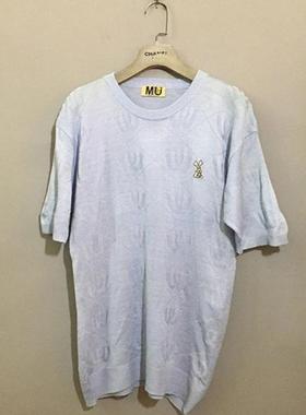 【上新价¥118】vintage  韩国制古着MU SPORTS天蓝色针织T恤