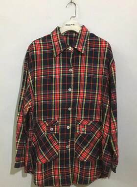 【上新价¥138】vintage  日本古着红黑格纹羊毛混纺衬衫