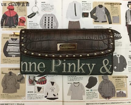 【原 价¥188】Vintage 日本古着Pinky&Dianne帆布配铆钉牛皮钱包