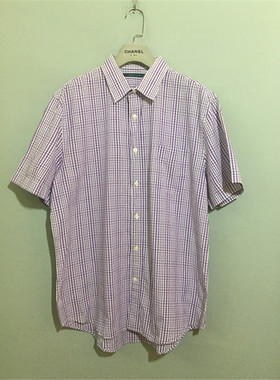 【上新价148】vintage  美国古着PERRY ELL1S紫色小格子薄棉衬衫