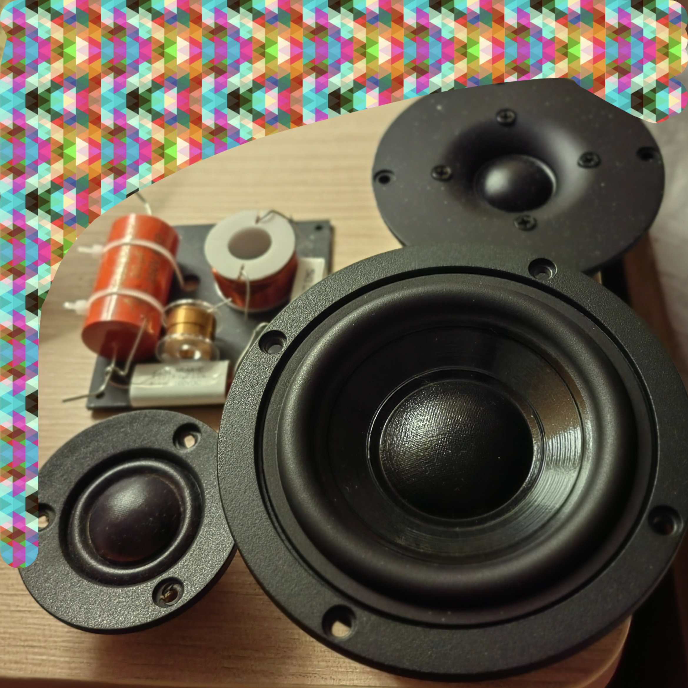 小红钻音箱套件4寸涂胶低音高音喇叭分频器发烧音响DIY套件