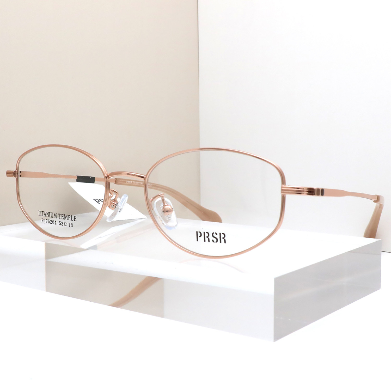 帕莎新品椭圆扁框钛腿男女可配近视度数琥珀流光风眼镜架PJ75204