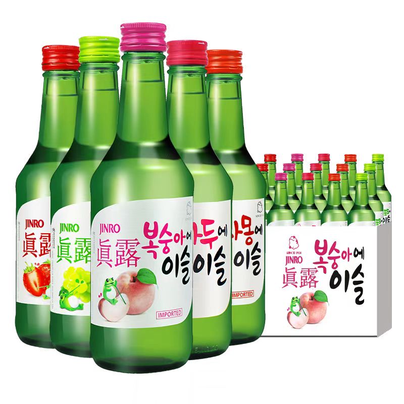 韩国进口真露女士清酒葡萄西柚桃子李子草莓味低度烧酒360ml*20瓶